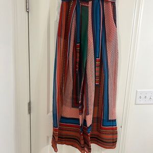 Banjul Wide Leg Sheer Graphic Abstract Hidden Zipper Pants--Size Medium